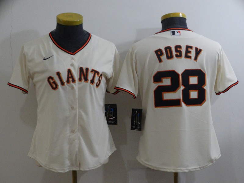 2021 Women San Francisco Giants #28 Posey cream Game MLB Jerseys->youth mlb jersey->Youth Jersey